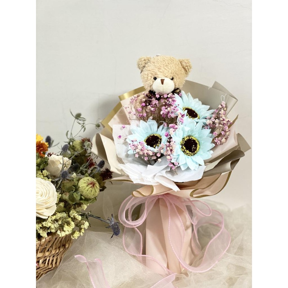 ( 台灣現貨 ) 永生花束 熊 永生花束 玫瑰 花束 捧花 真花 情人節 母親節 女友 生日禮物 畢業 朋友 閨蜜 禮物-細節圖2