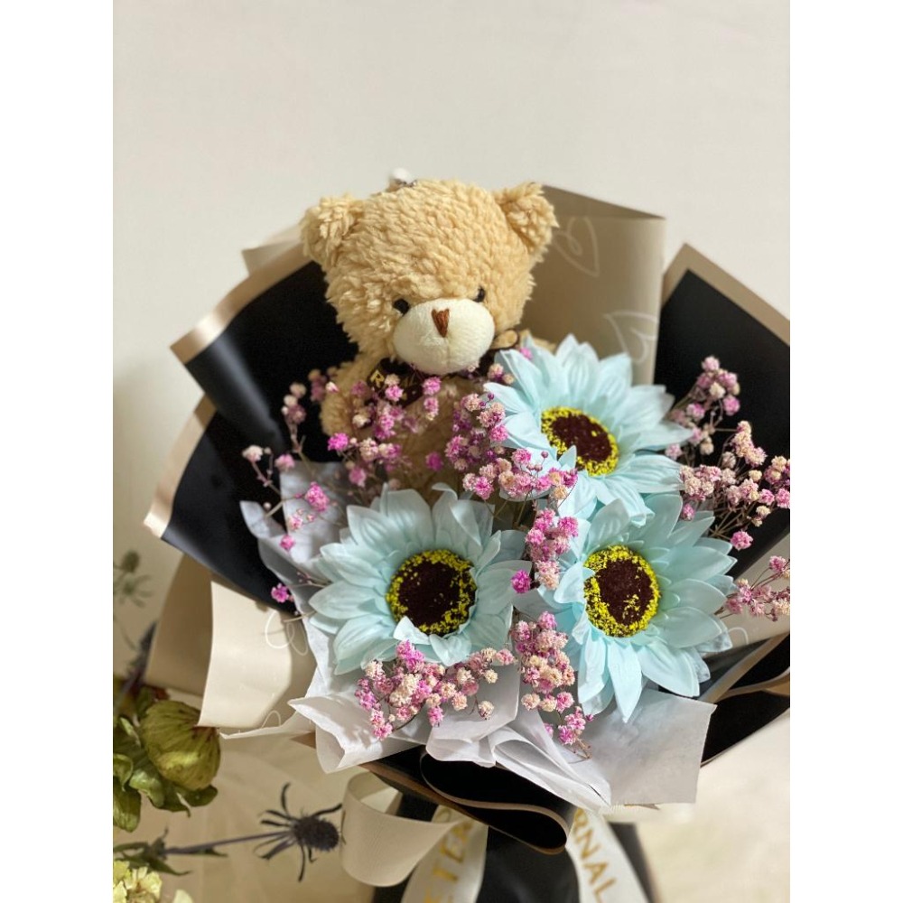( 台灣現貨 ) 永生花束 熊 永生花束 玫瑰 花束 捧花 真花 情人節 母親節 女友 生日禮物 畢業 朋友 閨蜜 禮物-細節圖4