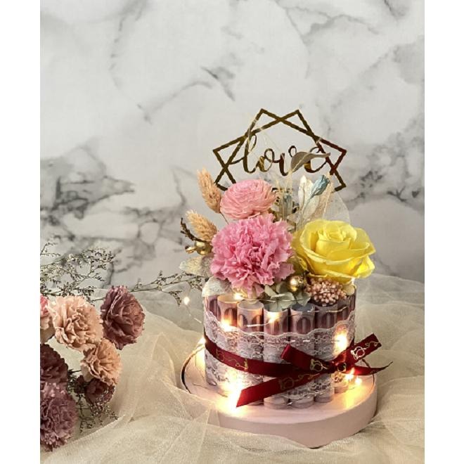 (台灣現貨) 有錢花 (玩具鈔) 可自行再放真鈔 永生花 星星燈  乾燥花  開幕 開業 節日 新店 招財 長輩 生日-細節圖3