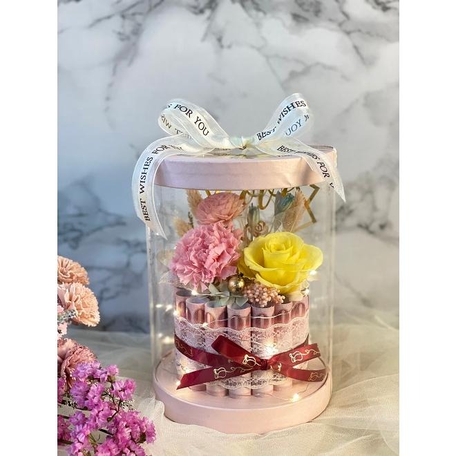 (台灣現貨) 有錢花 (玩具鈔) 可自行再放真鈔 永生花 星星燈  乾燥花  開幕 開業 節日 新店 招財 長輩 生日-細節圖5