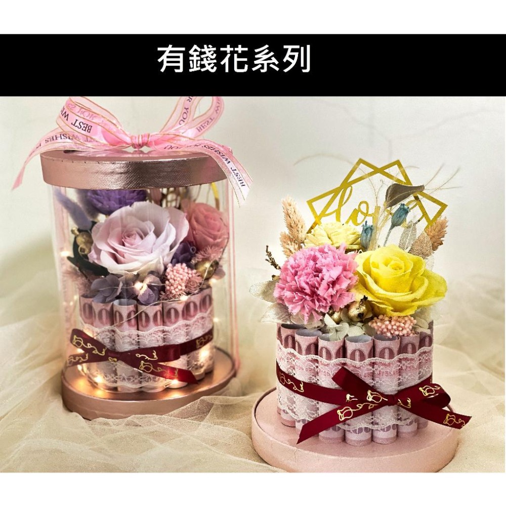 (台灣現貨) 有錢花 (玩具鈔) 可自行再放真鈔 永生花 星星燈  乾燥花  開幕 開業 節日 新店 招財 長輩 生日-細節圖7