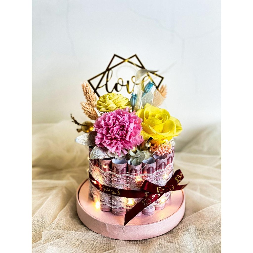 (台灣現貨) 有錢花 (玩具鈔) 可自行再放真鈔 永生花 星星燈  乾燥花  開幕 開業 節日 新店 招財 長輩 生日-細節圖9