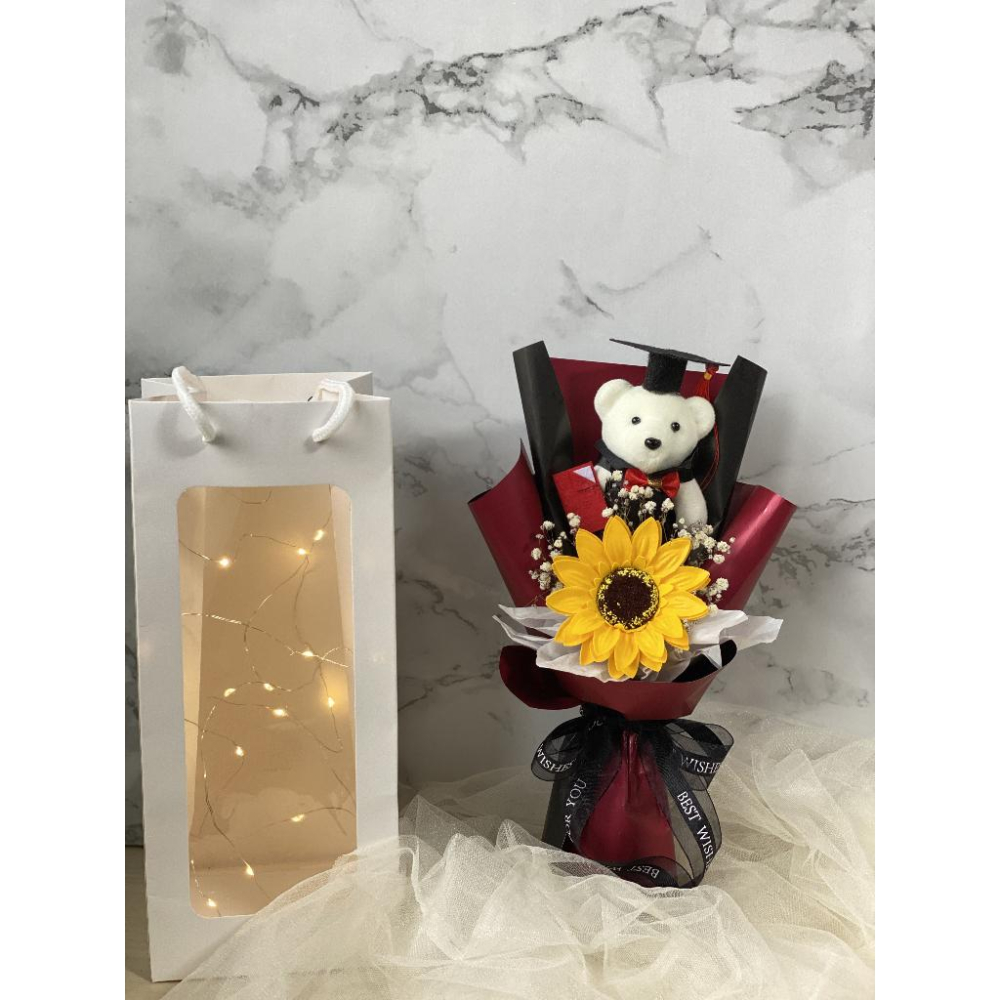 ( 台灣現貨 )向日葵 花束 畢業花束  捧花 情人節 母親節 閨密 同學 女友 生日 畢業 交換 禮物 畢業禮物-細節圖2