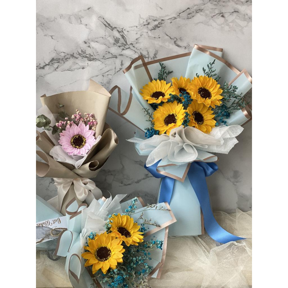 ( 台灣現貨 )向日葵 花束 畢業花束  捧花 情人節 母親節 閨密 同學 女友 生日 畢業 交換 禮物 畢業禮物-細節圖6