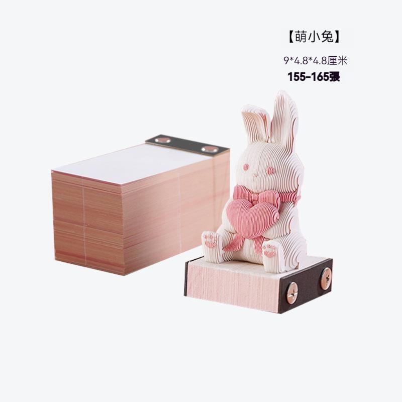 (台灣現貨) 萌小兔 立體便條紙 創意便條紙 便條紙 可愛 裝飾 桌面擺件-細節圖2
