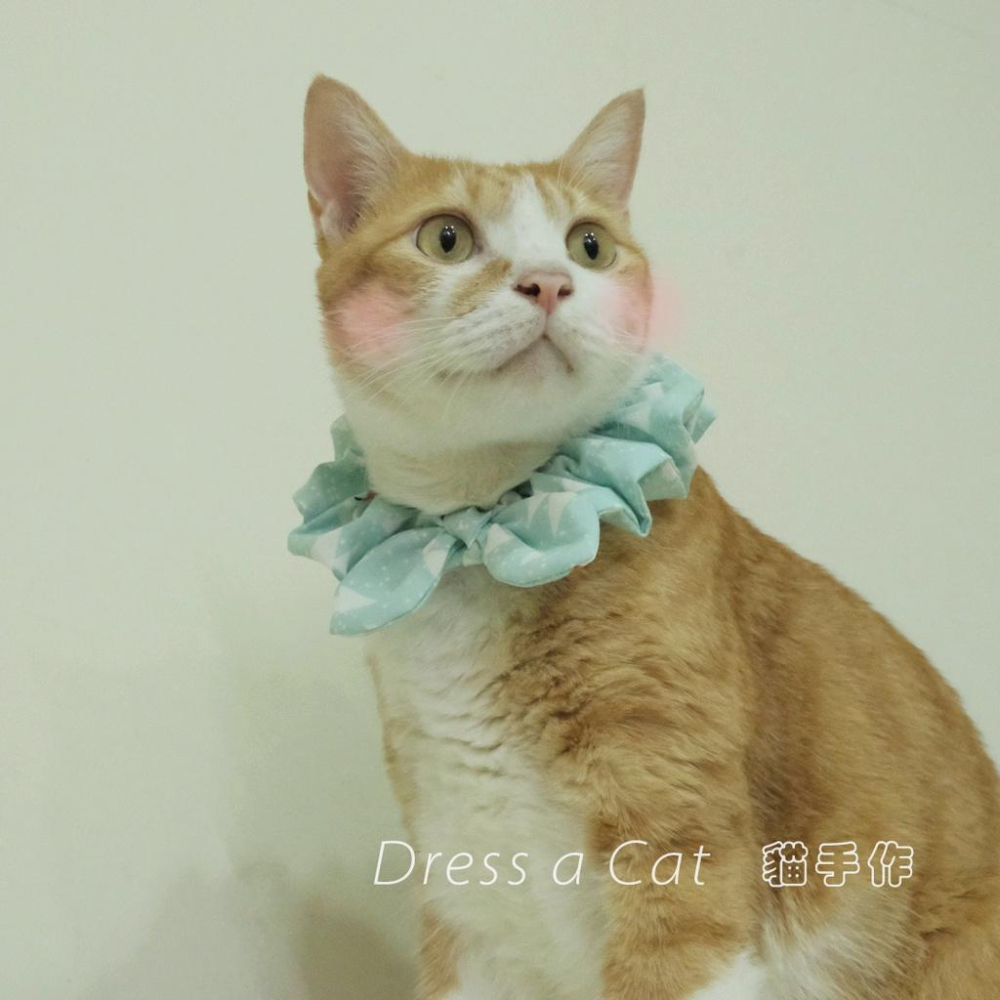 | Dress a Cat | 冰小狐狸 蝴蝶結領巾項圈 寵物貓 荷葉領巾 貓 寵物 項圈 布項圈 手作項圈-細節圖4