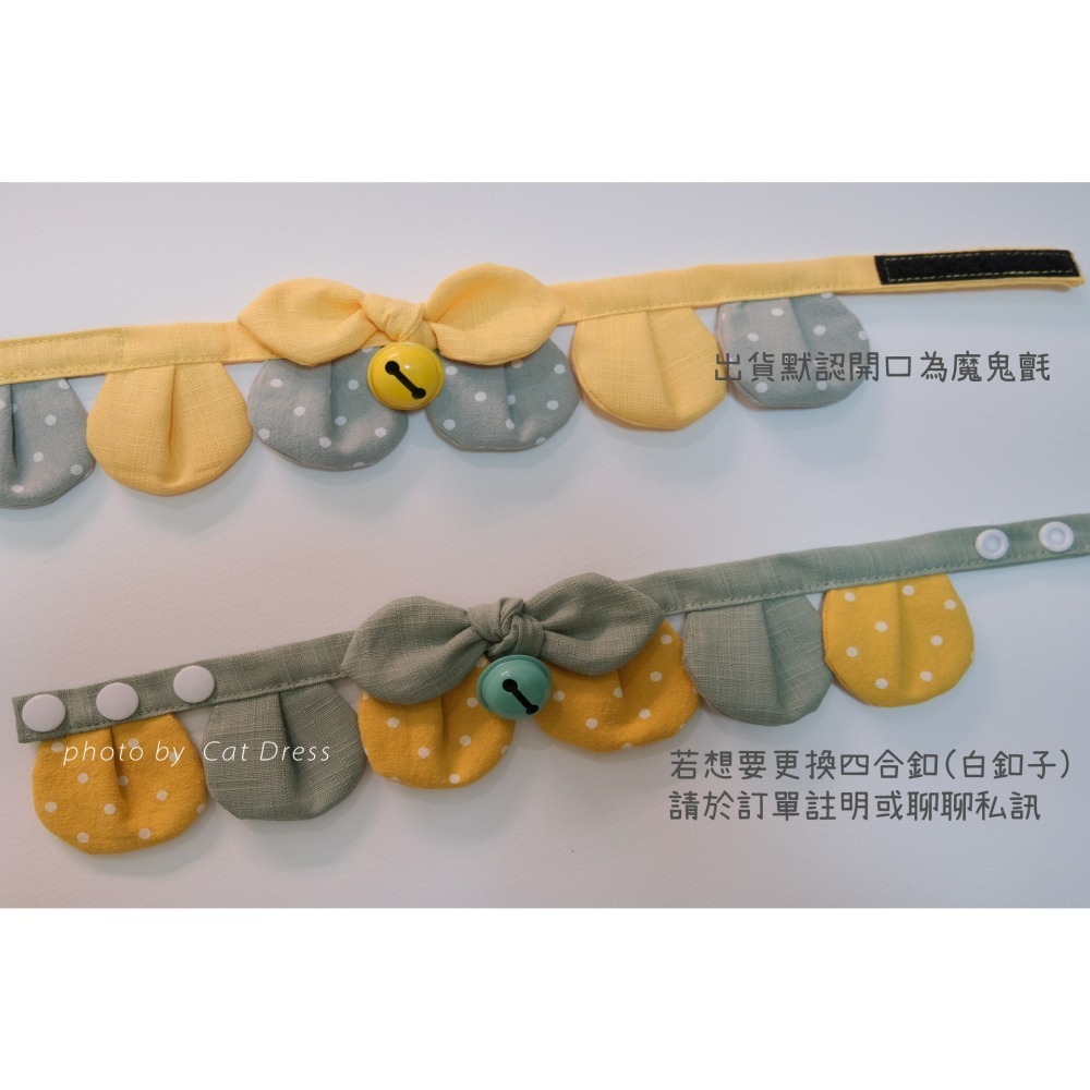 Cat Dress 貓手作 _桂花點點 花開富貴 布項圈 花朵項圈 貓項圈 寵物項圈-細節圖3