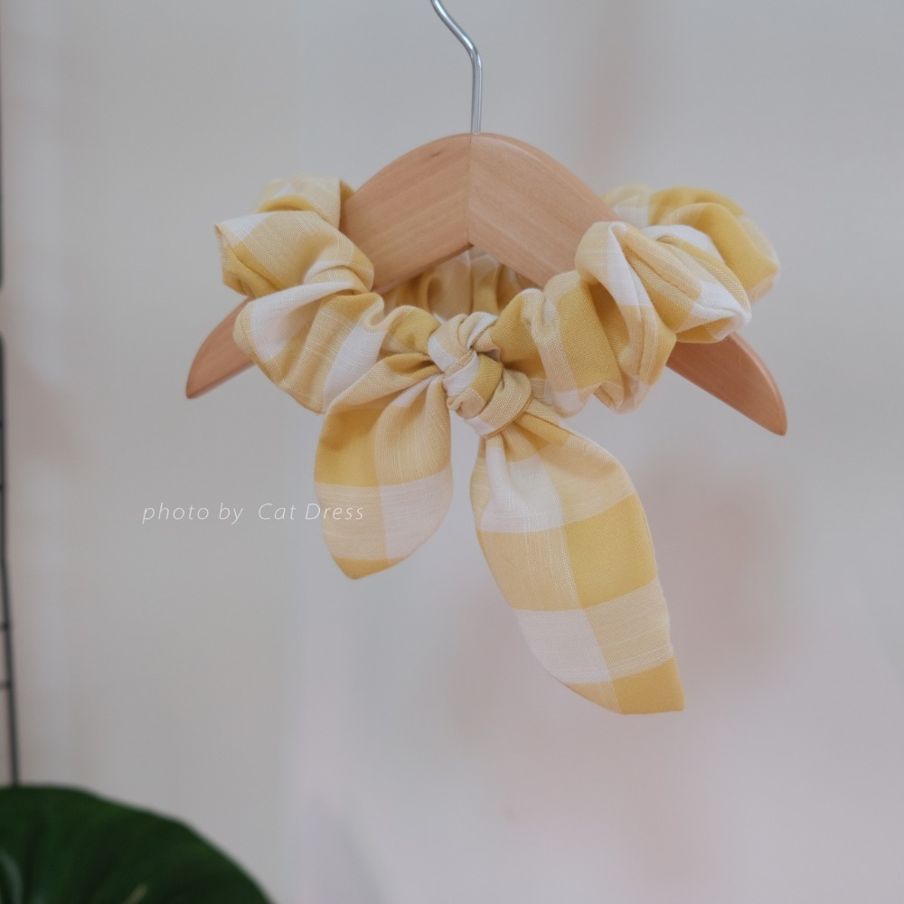 Cat Dress 貓手作 _長短結領巾 黃色大方格蝶結款 裝飾領巾 手作項圈-規格圖6