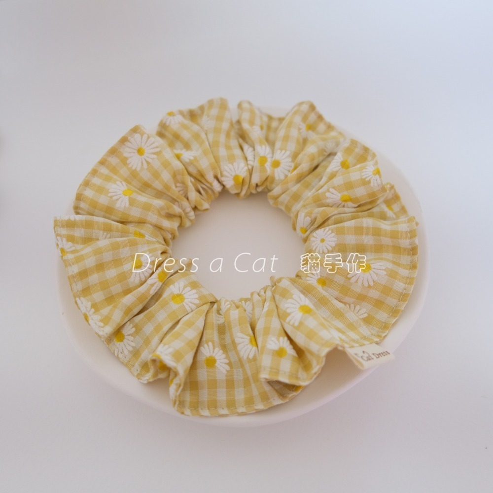 Cat Dress 貓手作 _雛菊格紋 荷葉項圈 領巾項圈 荷葉領巾 貓 寵物 項圈 布項圈 手作項圈-規格圖5