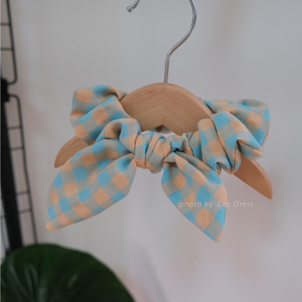 Cat Dress 貓手作 _長短結領巾 雙色小方格蝶結款 裝飾領巾 寵物裝飾項圈 貓項圈-細節圖3