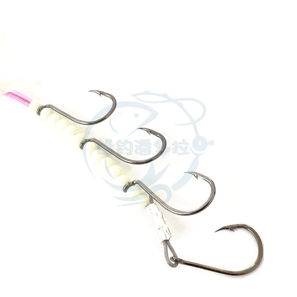 【船釣潘多拉】4門 鎢鋼鉤 白帶鉤 附小卷 8號 9號 10號 白帶魚釣組 (1入)-規格圖2
