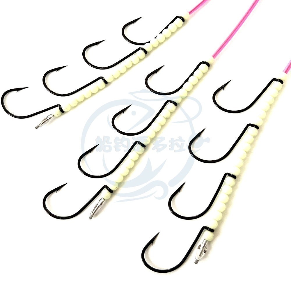 【船釣潘多拉】4門 銳角鎢鋼鉤 銳角黑鉤 白帶鉤 附小卷 3/0號 4/0號 5/0號 白帶魚釣組 夜光 白帶鈎-規格圖3