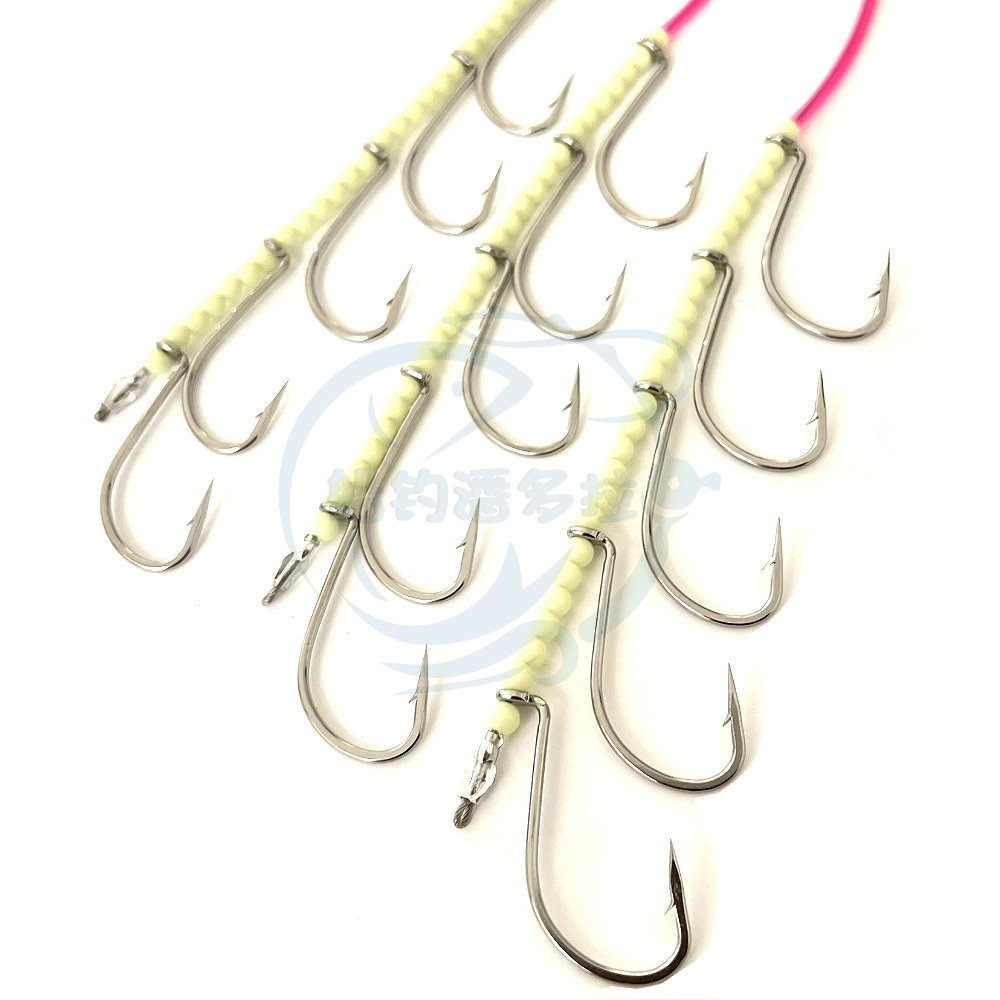 【船釣潘多拉】5門 白鐵鉤 白帶鉤 附小卷 3號 4號 5號 6號 白帶魚釣組-規格圖2