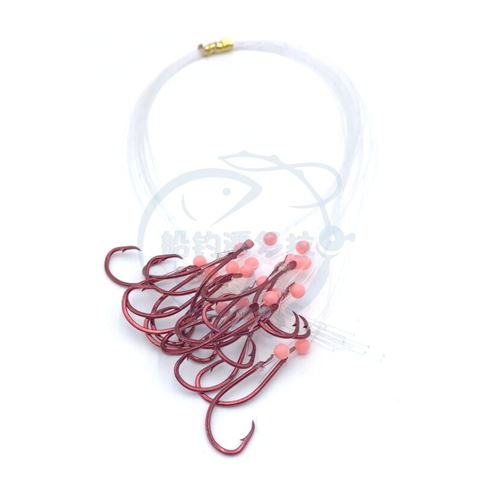 【船釣潘多拉】赤馬子線鉤 ムツmutsu 木芝鉤 日本鈎 底棲 金鉤子線 子線鉤 赤鯮子線鉤 赤馬 底棲敲底必備-規格圖2