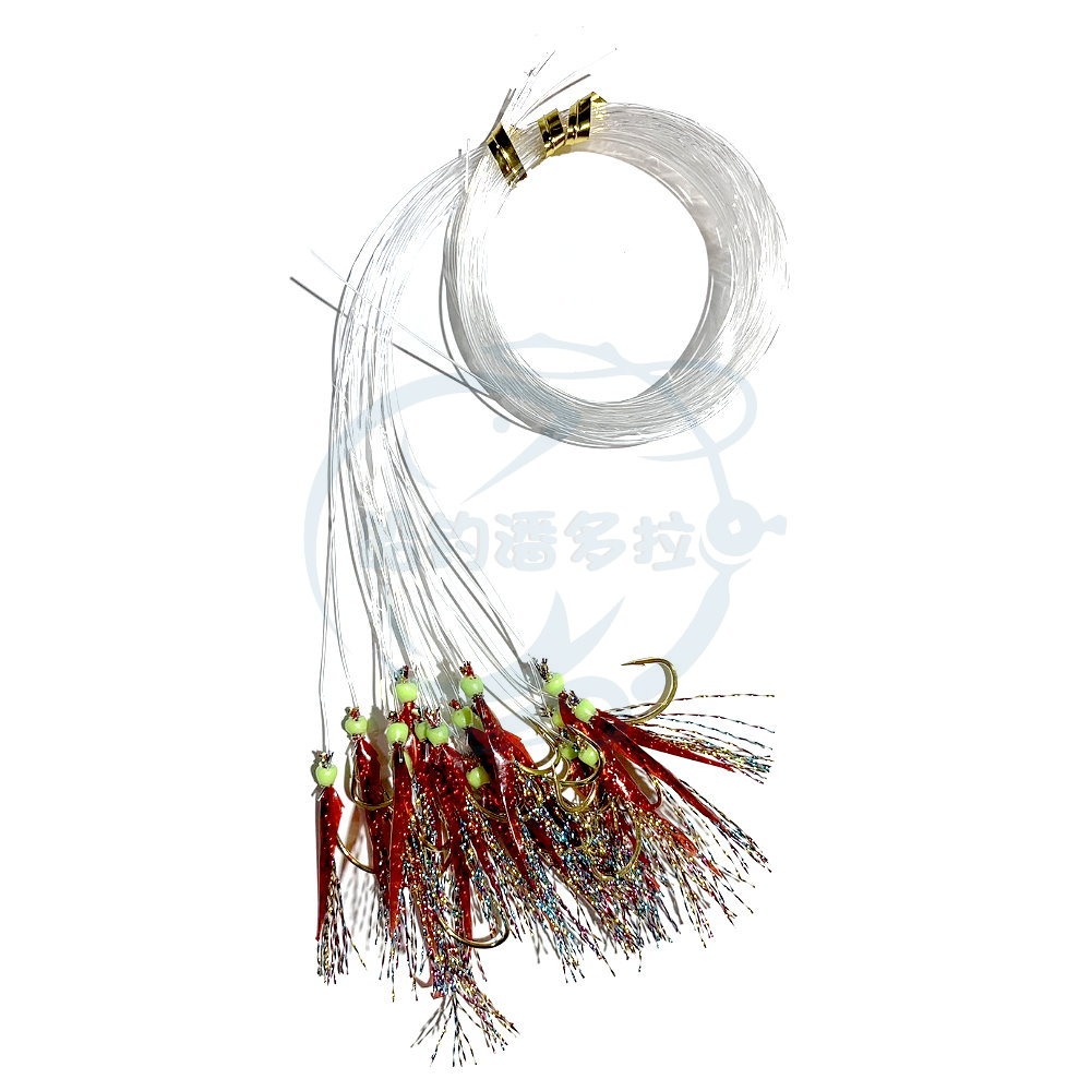 【船釣潘多拉】紅色魚皮鉤 魚皮鈎 魚皮仕掛 子線鉤 魚皮子線 花飛 巴啷 紅目鰱-規格圖1