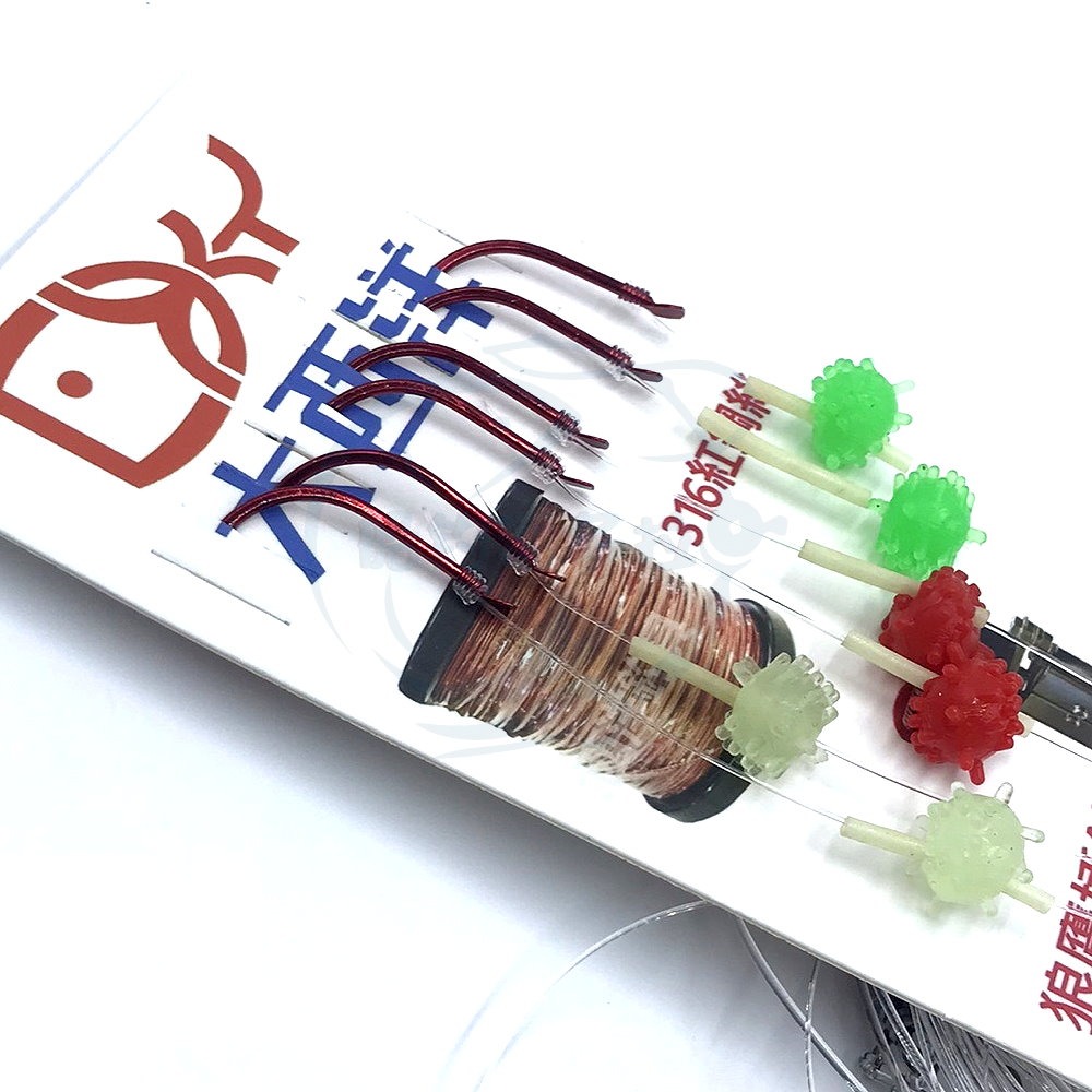 【船釣潘多拉】3尺 紅侯附鉤釣組 深海釣組 紅喉釣組 紅喉專用 夜光流星錘 夜光防咬管 紅侯 紅喉 ( 1包 )-細節圖3