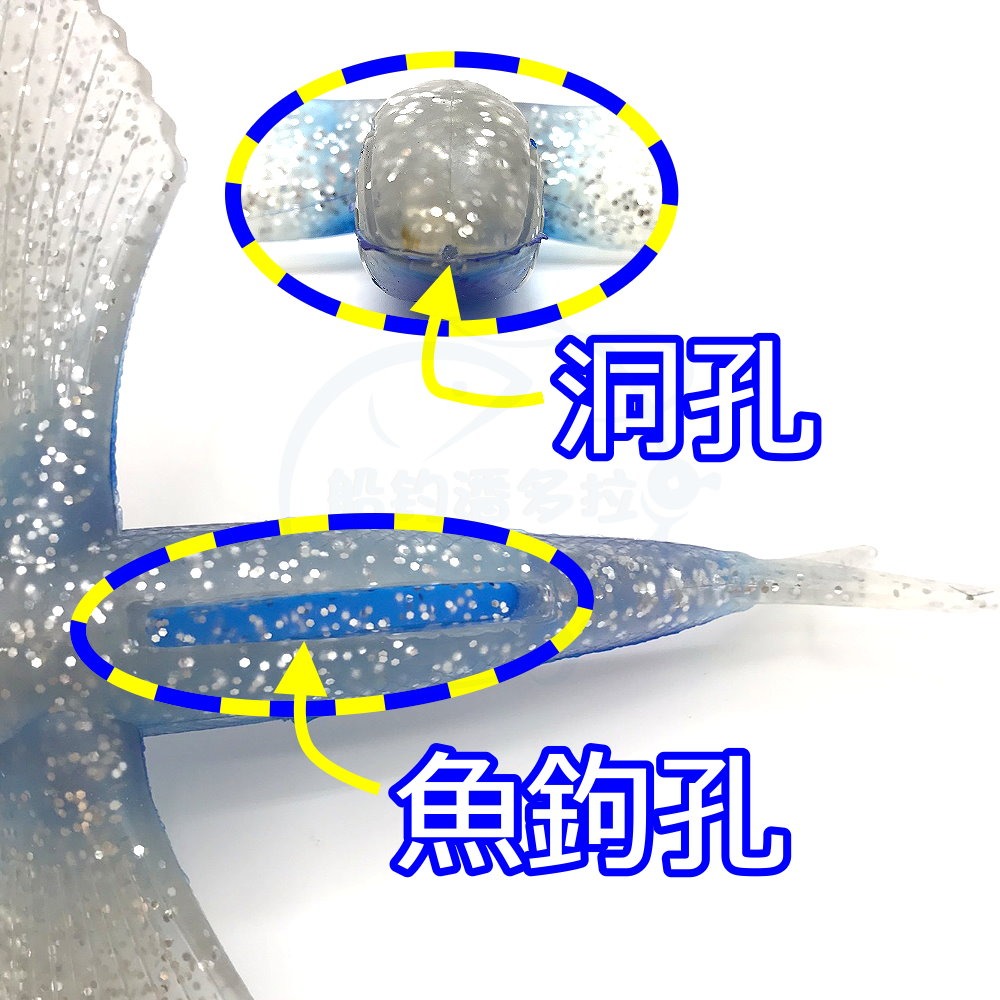 【船釣潘多拉】飛魚軟餌 翅膀飛魚 燕鰩飛魚 仿真假餌 鬼頭刀 金槍魚 旗魚 船釣餌 海釣餌 路亞餌 ( 單隻 )-細節圖6
