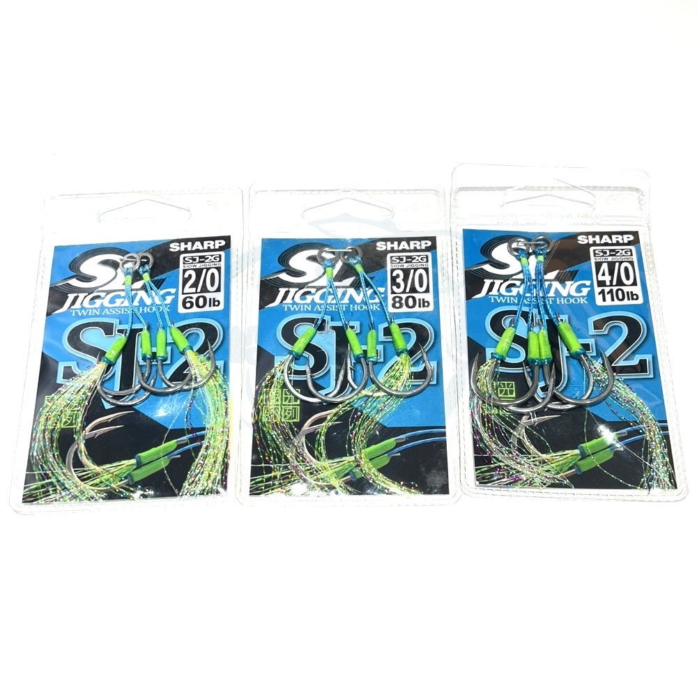 【船釣潘多拉】SHARP SJ-2 輔助鉤 鐵板鉤 慢搖夜光系列 鐵板鉤 鐵板鈎 ( 1包2入 )-規格圖1