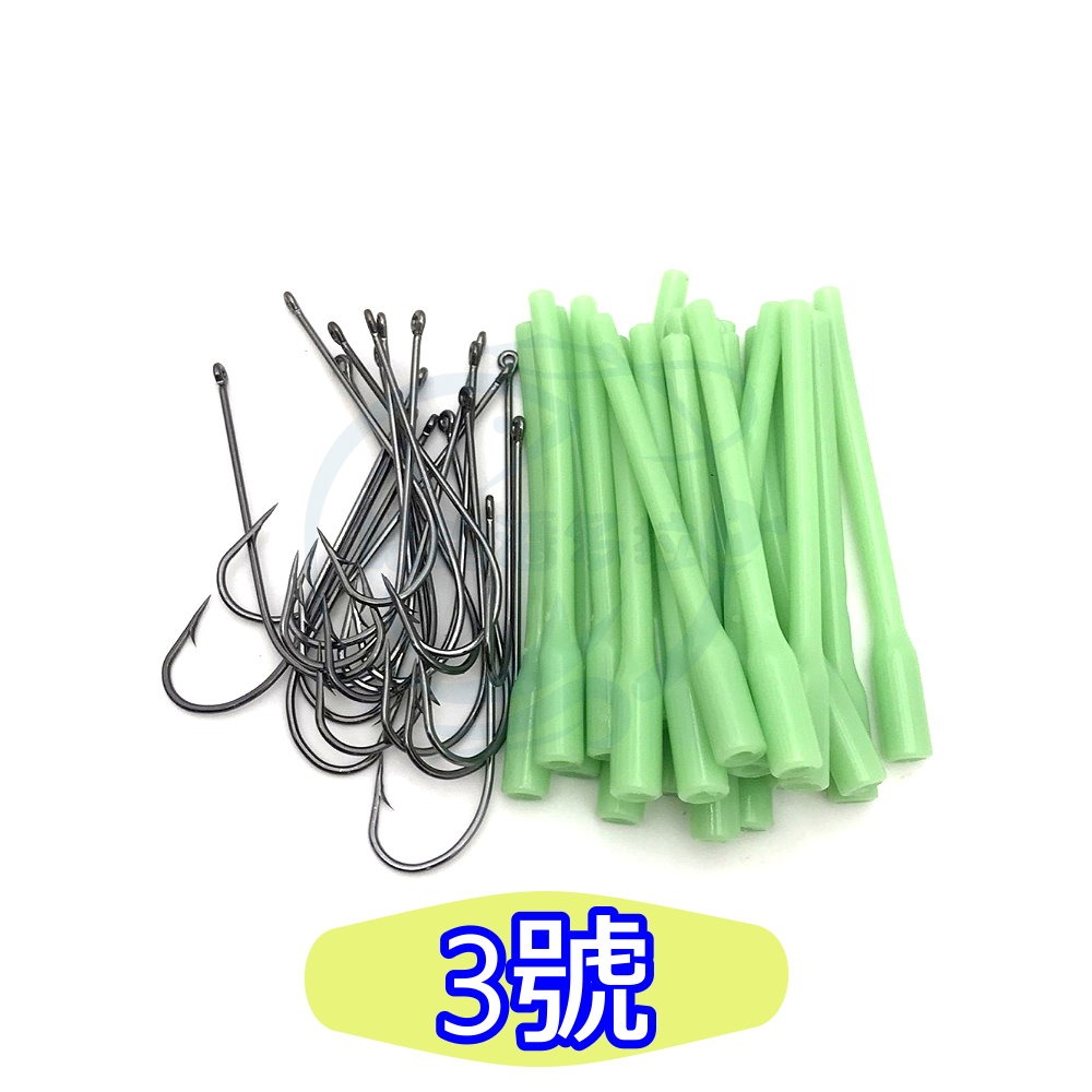 【船釣潘多拉】白帶長柄鉤 附夜光管 倒鉤 雙倒鉤 白帶魚專用 倒鈎 夜光 太刀魚鉤 長柄鉤 小包裝-規格圖5