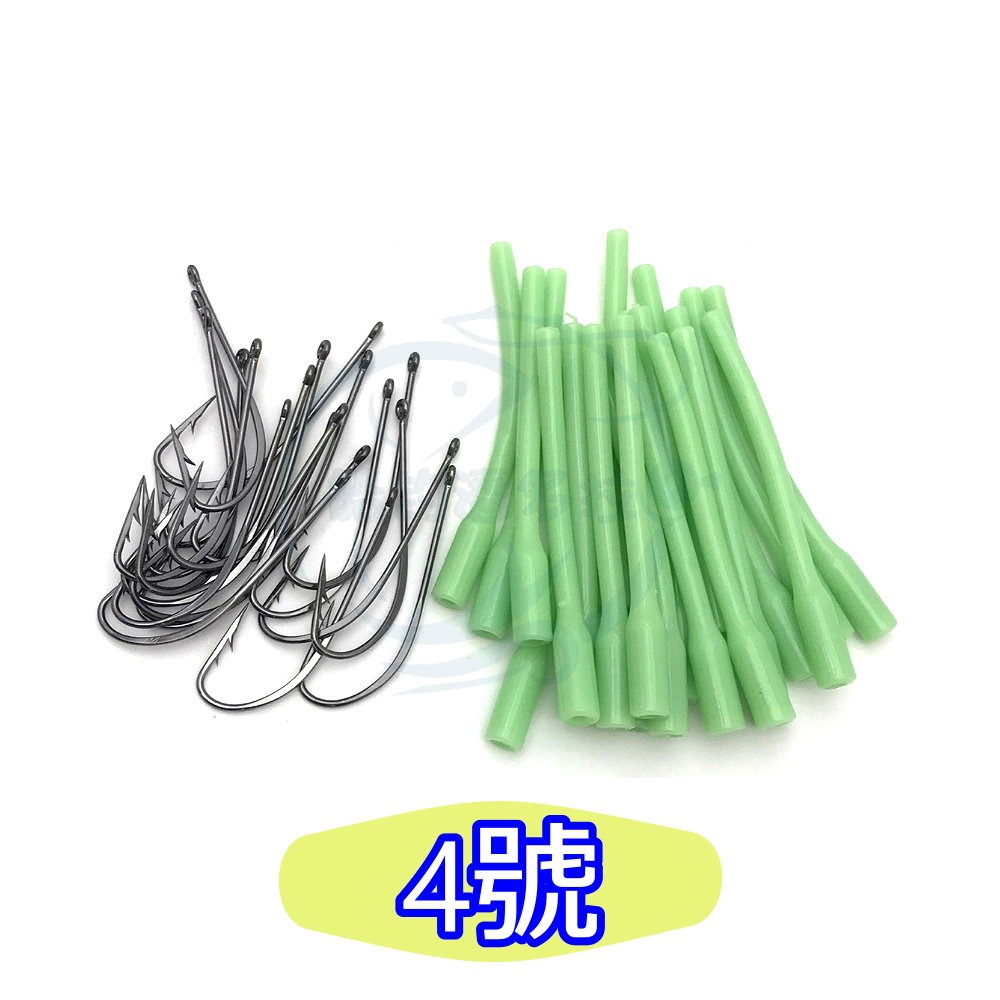 【船釣潘多拉】白帶長柄鉤 附夜光管 倒鉤 雙倒鉤 白帶魚專用 倒鈎 夜光 太刀魚鉤 長柄鉤 小包裝-規格圖5