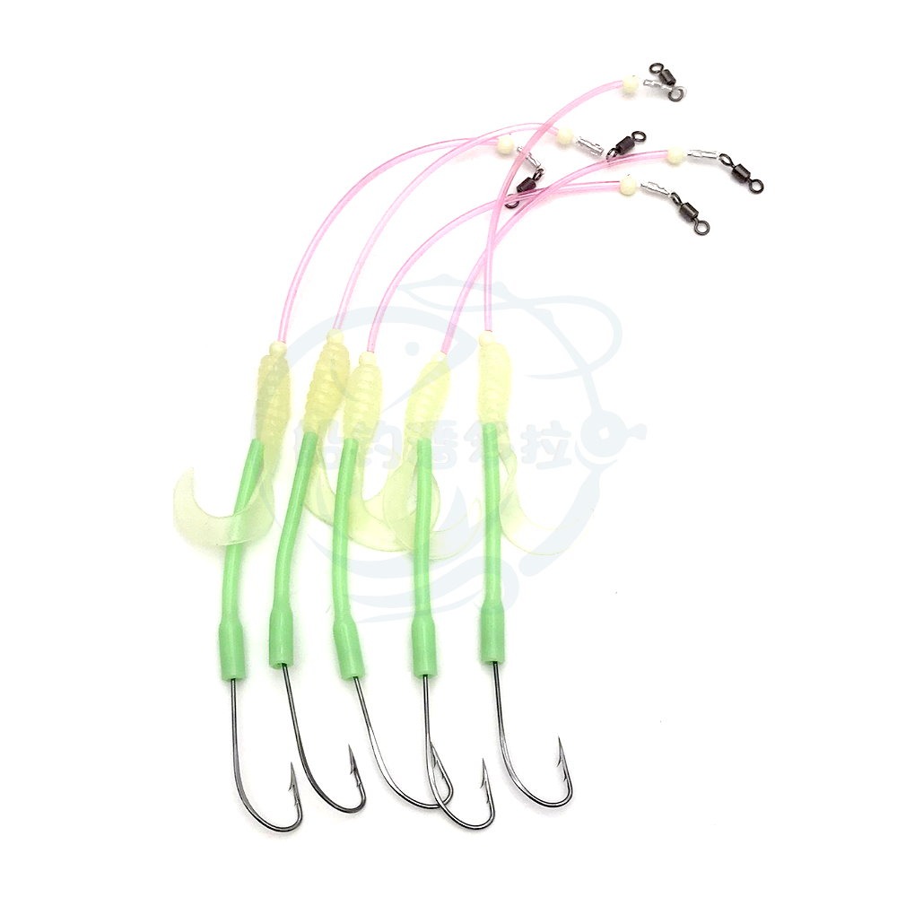 【船釣潘多拉】白帶長柄子線鉤 白帶鉤 夜光管 附小卷 倒鉤 白帶魚專用 太刀魚鉤 長柄鉤 倒鈎 白帶串鉤 白帶魚釣組-細節圖2