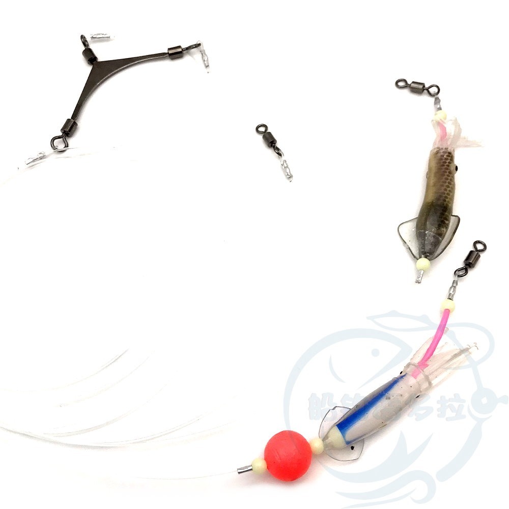 【船釣潘多拉】2門白魚釣組 附小卷 三叉扁擔 白帶魚釣組 一包-細節圖2
