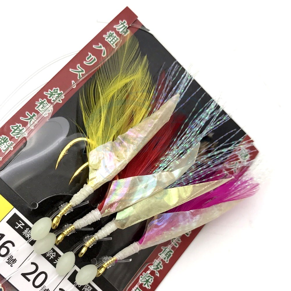 【船釣潘多拉】羽毛魚皮串鉤 船釣仕掛 魚皮仕掛 羽毛仕掛 金蔥仕掛 仕掛釣組 仕掛-細節圖4