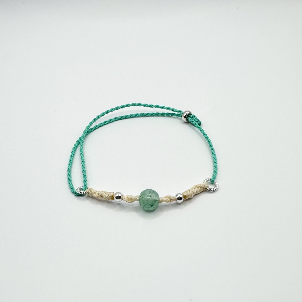 綠草莓晶純銀蠟線手鍊 S925 水晶 草莓晶 南美蠟線 客製化 人緣 桃花 貴人運-細節圖2