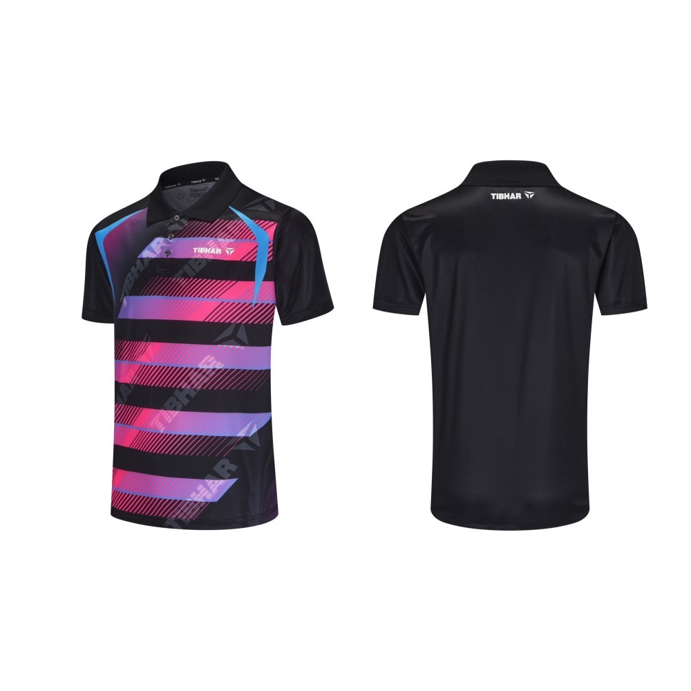 TIBHAR德國挺拔 2025 春夏新款桌球衣-炙熱2.0 黑粉/灰藍橙 (成人款)-細節圖3