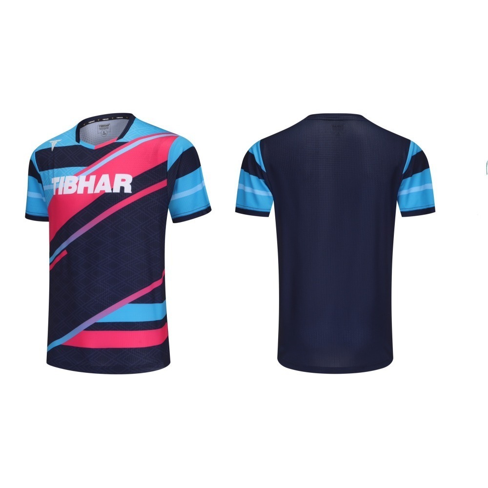 TIBHAR德國挺拔 2025 春夏新款桌球衣-烈焰2.0 黑橙/深藍粉 (成人款)-細節圖2
