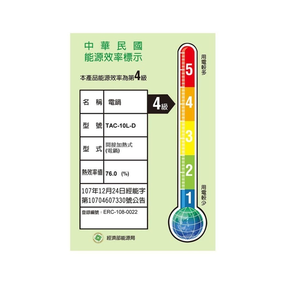 【TATUNG大同】10人份內鍋不鏽鋼電鍋TAC-10L-DCRU紅/TAC-10L-DCGU綠-細節圖7