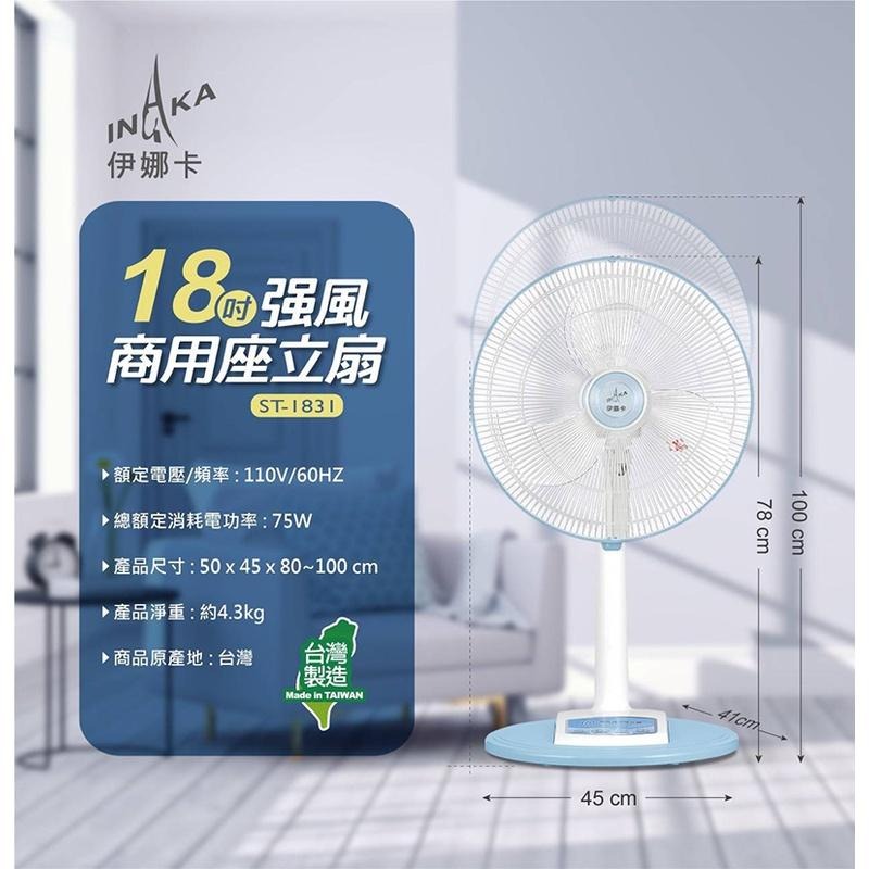 【伊娜卡】18吋強風商用桌立扇ST-1831-細節圖8
