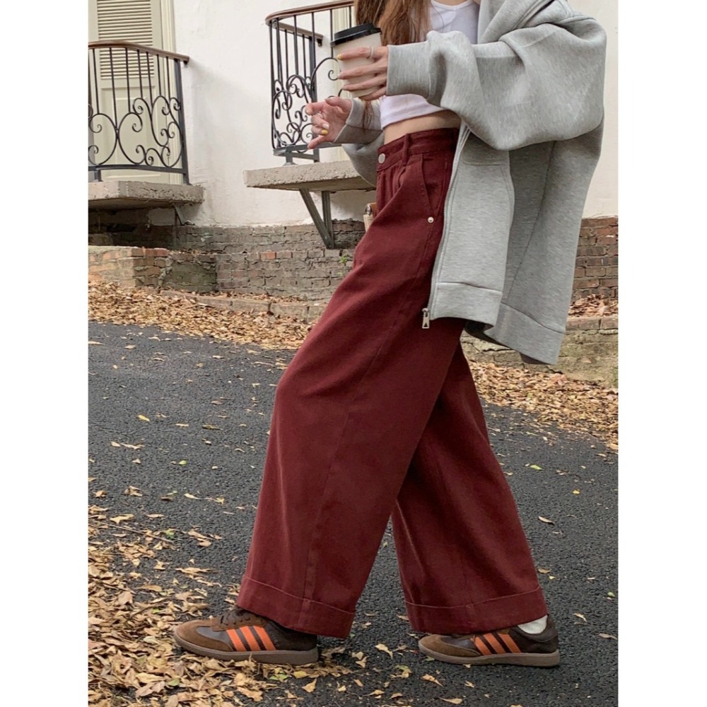 9月陸續要上秋裝~這件顏色和版型都很好發揮寬闊牛仔休閒褲-細節圖2
