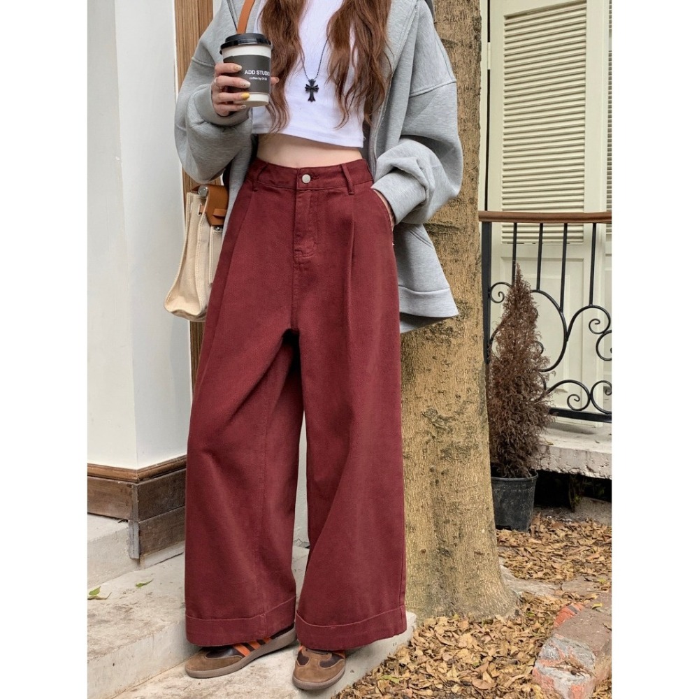 9月陸續要上秋裝~這件顏色和版型都很好發揮寬闊牛仔休閒褲-細節圖3