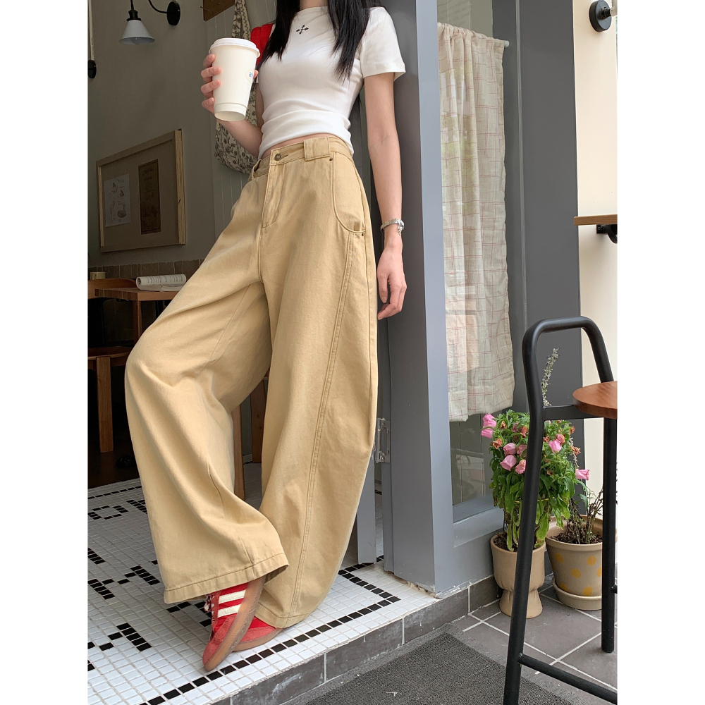 6月氣溫開始在加熱🌡️這種寬鬆度剛剛好休閒高腰彎刀褲-細節圖3