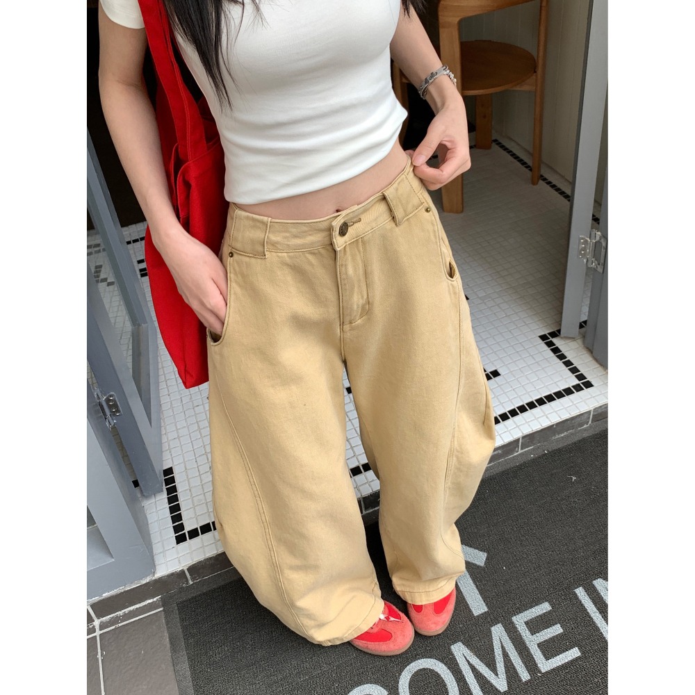 6月氣溫開始在加熱🌡️這種寬鬆度剛剛好休閒高腰彎刀褲-細節圖4