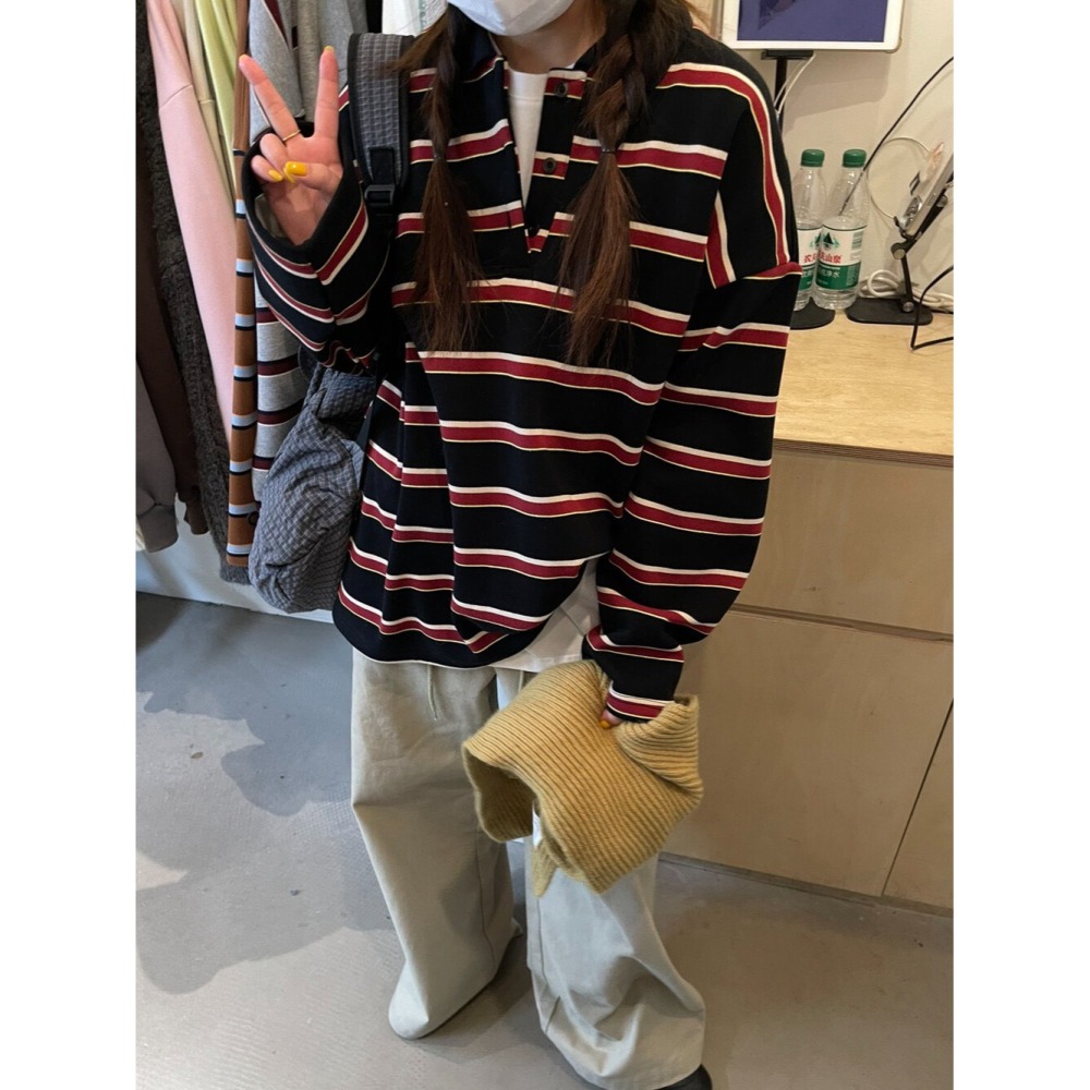 11月沉浸在這個令人愉快的涼意🍂都是很棒的配色組合撞色POLO衫-細節圖3
