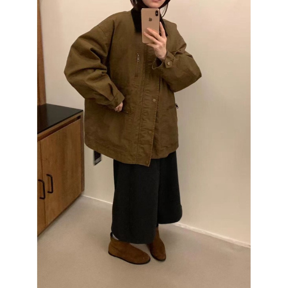 12月零動腦的穿搭公式~水洗牛仔工裝休閒外套-細節圖2