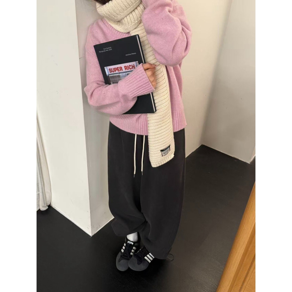 12月零動腦的穿搭公式~全身心都放鬆的舒適感簡約休閒棉褲-細節圖4