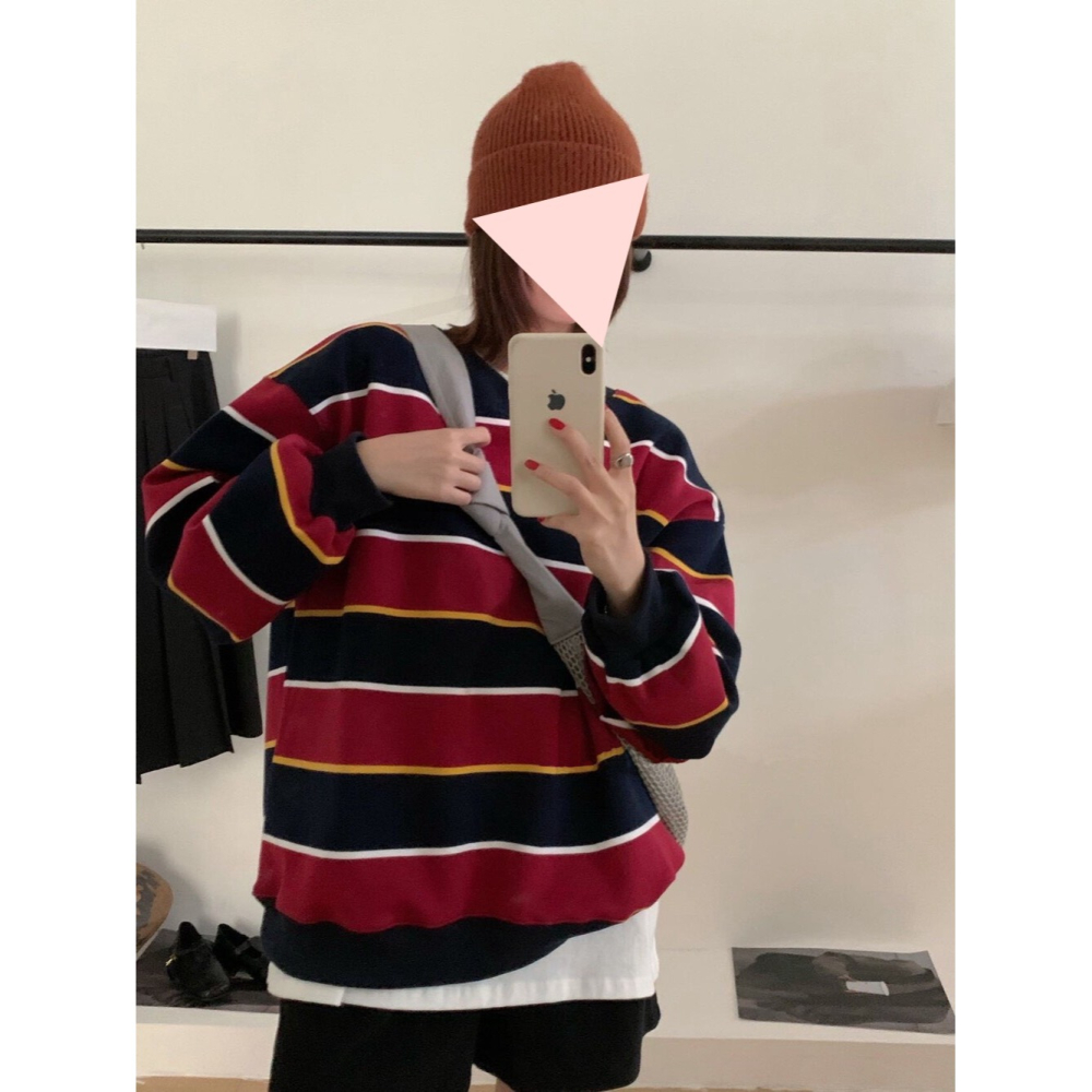 12月零動腦的穿搭公式~新的穿搭靈感撞色條紋長tee-細節圖2