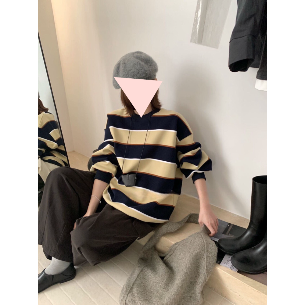 12月零動腦的穿搭公式~新的穿搭靈感撞色條紋長tee-細節圖3