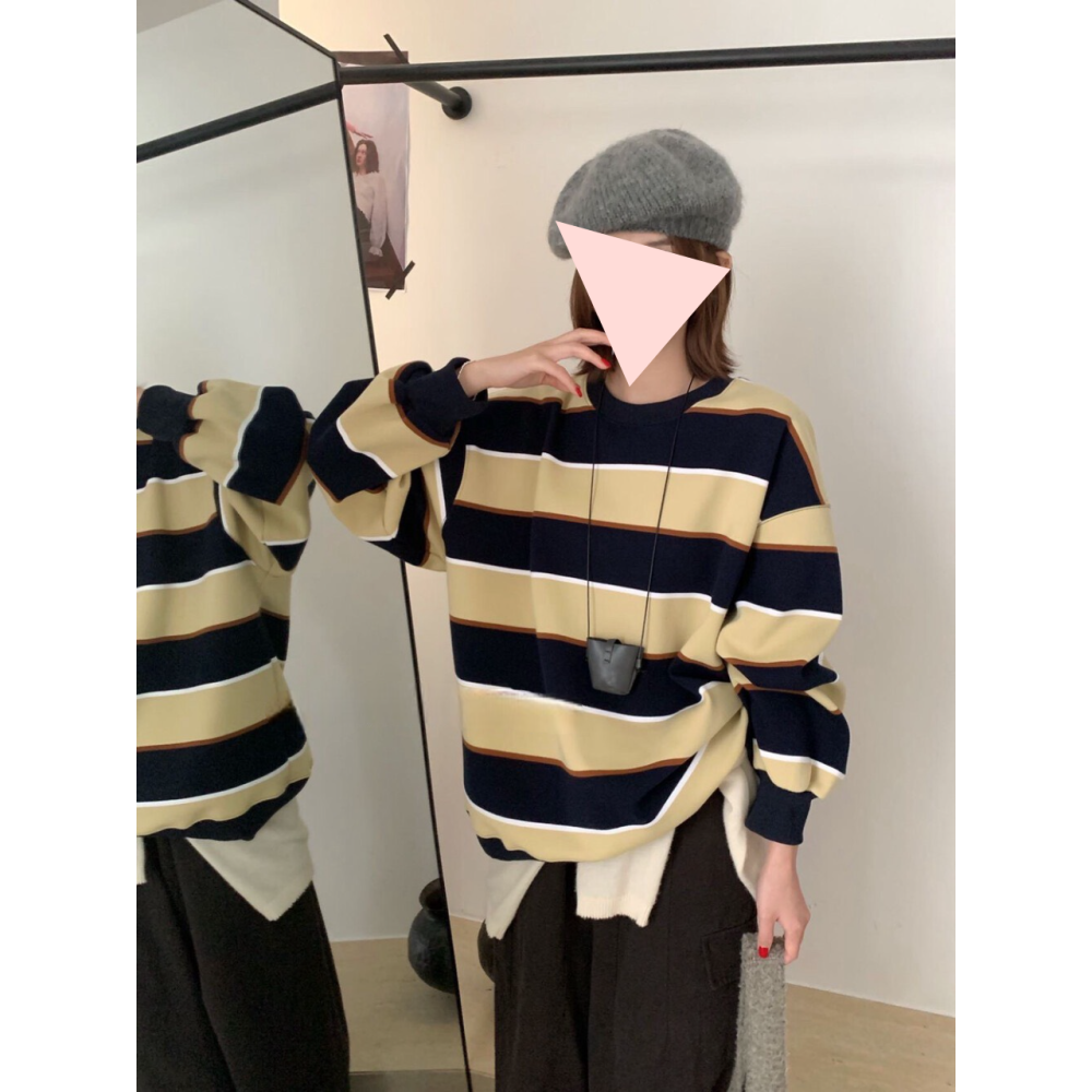 12月零動腦的穿搭公式~新的穿搭靈感撞色條紋長tee-細節圖4