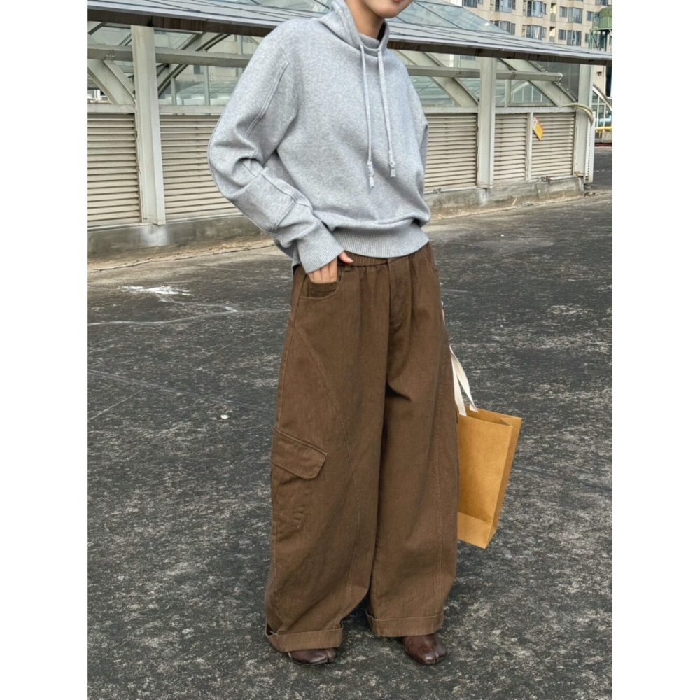 12月零動腦的穿搭公式~連穿N年還是會選這一條抓絨口袋工裝休閒褲-細節圖3