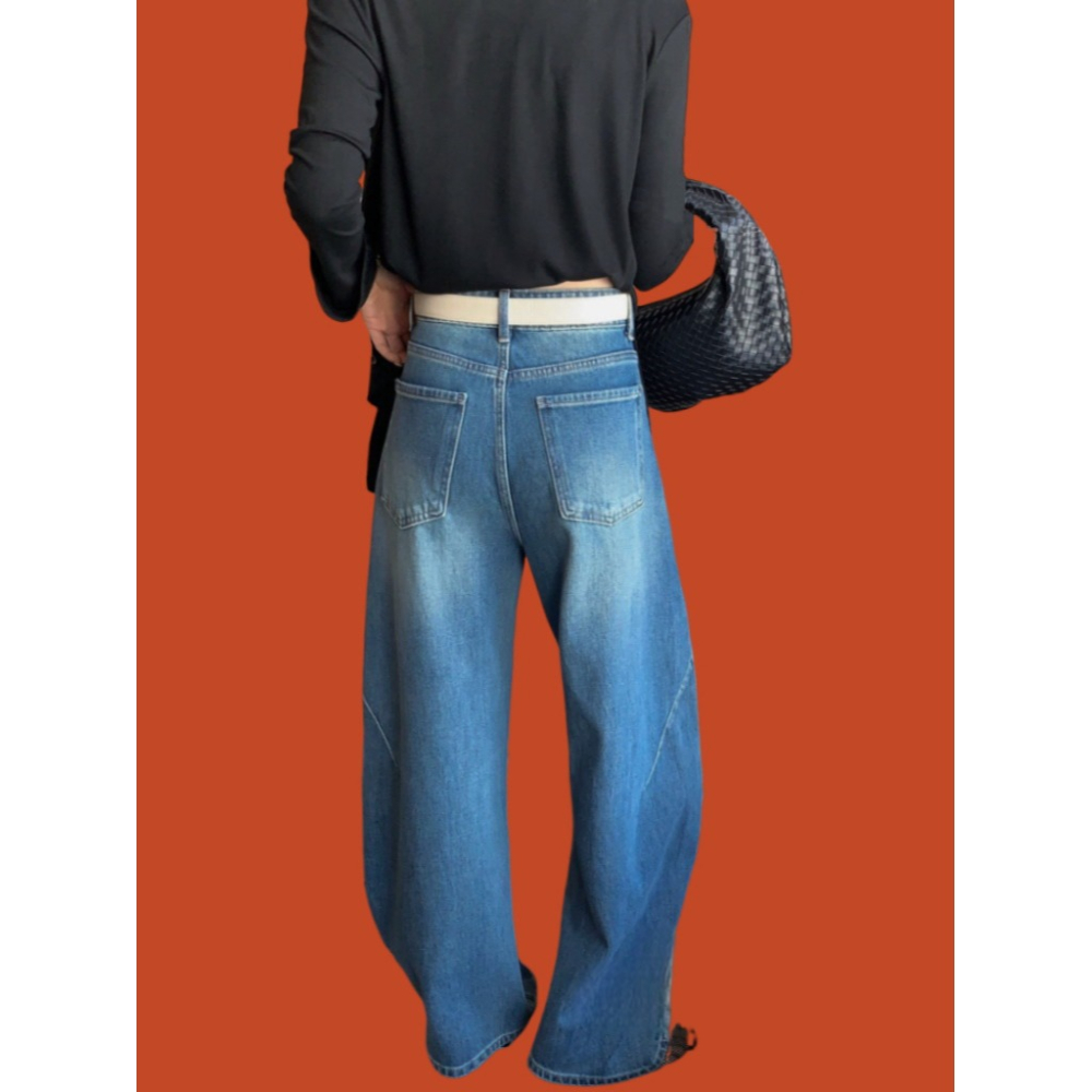 1月日常穿搭零動腦的漂亮好朋友~這件褲子穿起來非常好看萊卡彈力彎刀牛仔褲-細節圖2