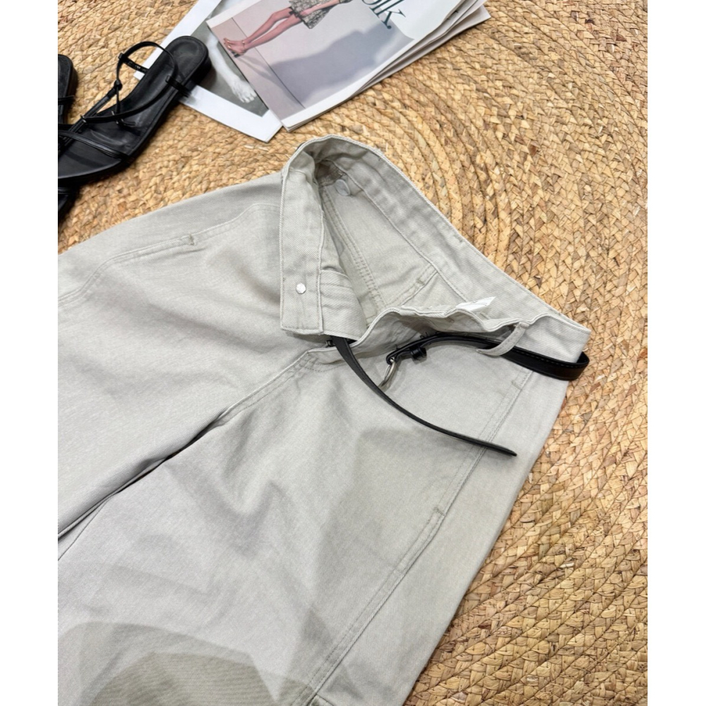 1月日常穿搭零動腦的漂亮好朋友~＂春＂復古做舊工裝彎刀牛仔褲-細節圖3