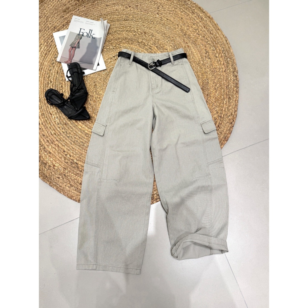 1月日常穿搭零動腦的漂亮好朋友~＂春＂復古做舊工裝彎刀牛仔褲-細節圖4