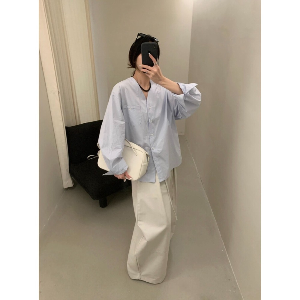3月早春~經典百搭v領襯衫-細節圖2