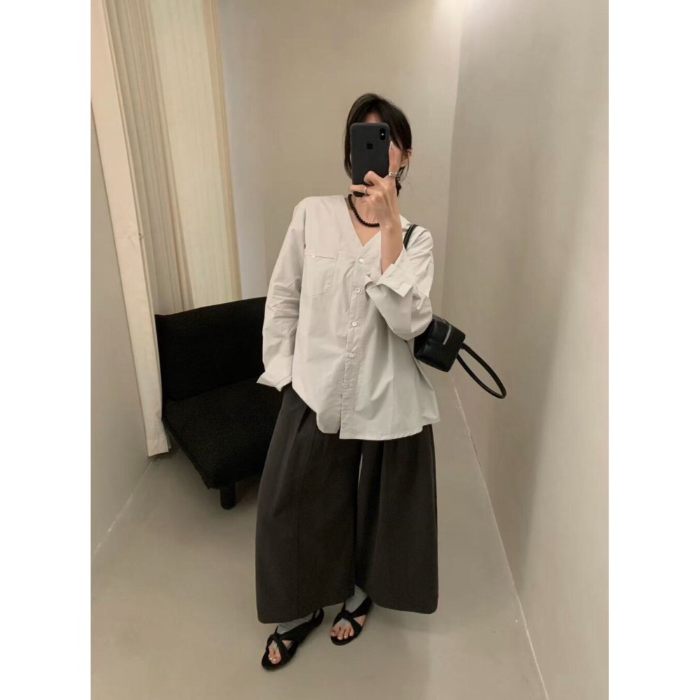 3月早春~經典百搭v領襯衫-細節圖3
