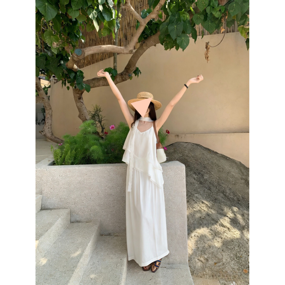 3月早春~清冷鬆弛感荷葉邊吊帶背心+鬆緊寬闊休閒褲-細節圖3