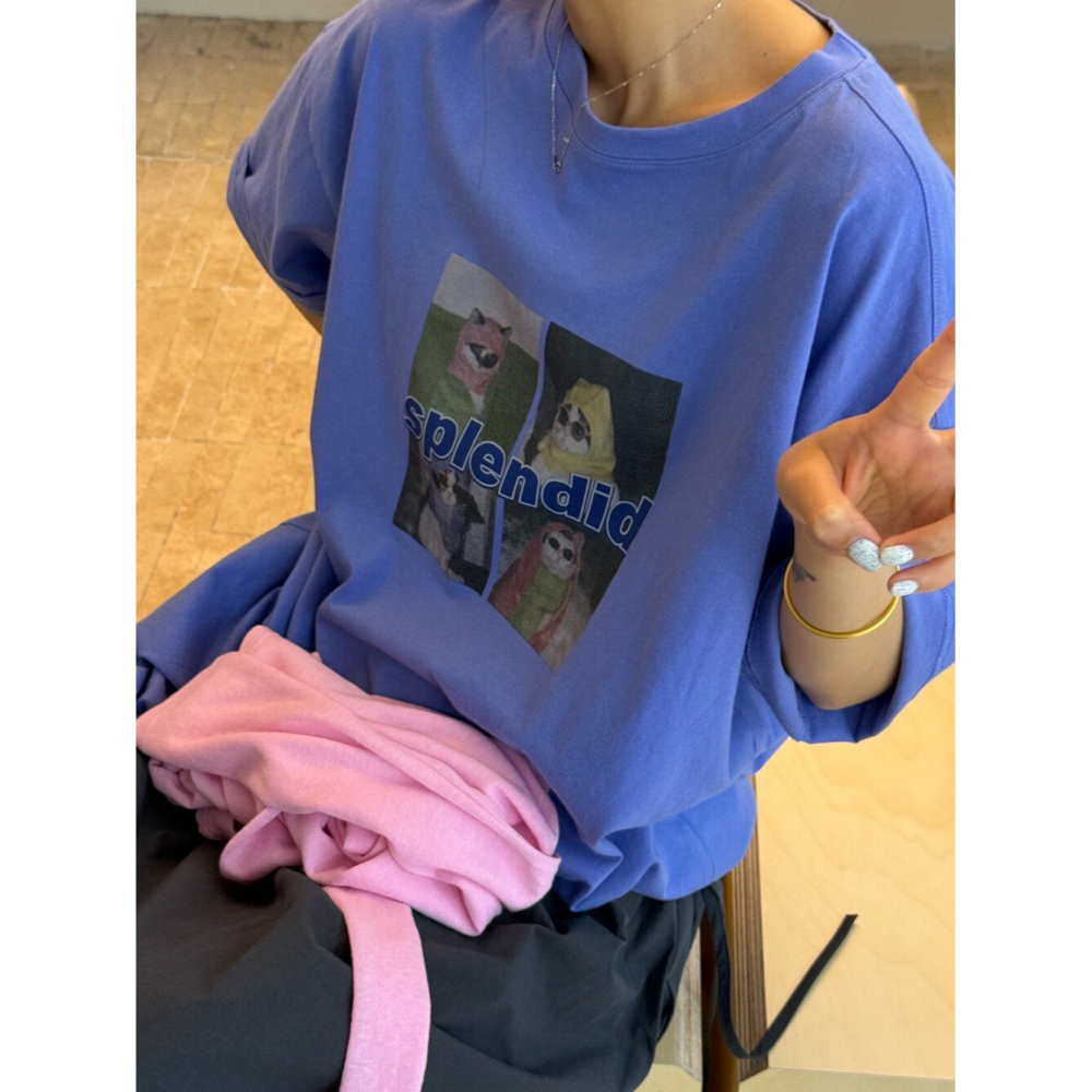 3月早春~貓咪印花短T-細節圖2